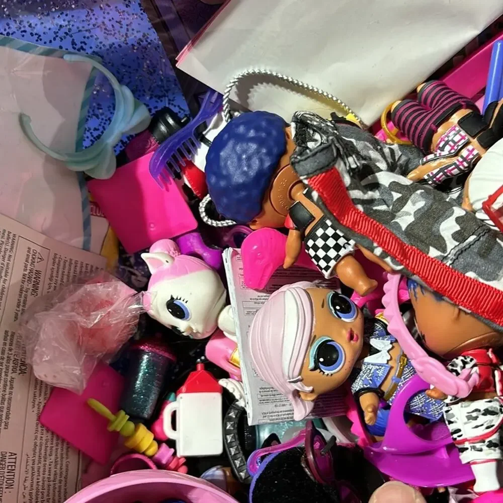 lol doll lot including 2 large dolls and many small dolls accessories in box